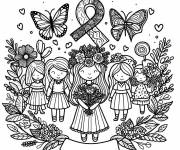 Coloriage Groupe de femmes f&ecirc;tent leur journ&eacute;e 8 mars