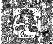 Coloriage Illustration de la journ&eacute;e de la femme complexe
