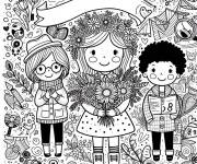 Coloriage Illustration magique de Journ&eacute;e de la femme