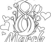 Coloriage Journ&eacute;e de la femme 8 mars &agrave; colorier