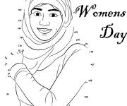 Coloriage et dessins gratuit Journ&eacute;e de la femme avec points &agrave; relier à imprimer