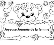 Coloriage Journ&eacute;e de la femme ourson mignon