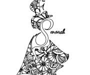 Coloriage Journ&eacute;e de la femme Zentangle