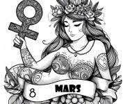 Coloriage Journ&eacute;e internationale de la femme artline