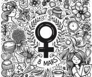 Coloriage Journée mondiale de la femme ce1