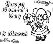 Coloriage et dessins gratuit La journ&eacute;e de la femme du 8 mars carte à imprimer