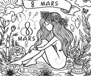 Coloriage La journée de la femme et la nature