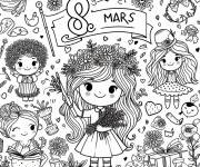 Coloriage Nos belles femmes la célébration 8 mars