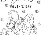 Coloriage On f&ecirc;te la journ&eacute;e de la femme en Mars