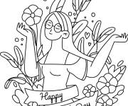 Coloriage Page imprimable de la journ&eacute;e de la femme