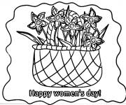 Coloriage Panier de fleurs pour la journ&eacute;e de la femme