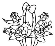 Coloriage Panier des roses pour la journ&eacute;e de la femme