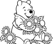 Coloriage Pooh c&eacute;l&egrave;bre la journ&eacute;e de la femme 8 Mars