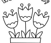 Coloriage Trois fleurs pour la journ&eacute;e de la femme
