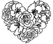 Coloriage Un c&oelig;ur fleuri pour Fleurs pour la journ&eacute;e de la femme