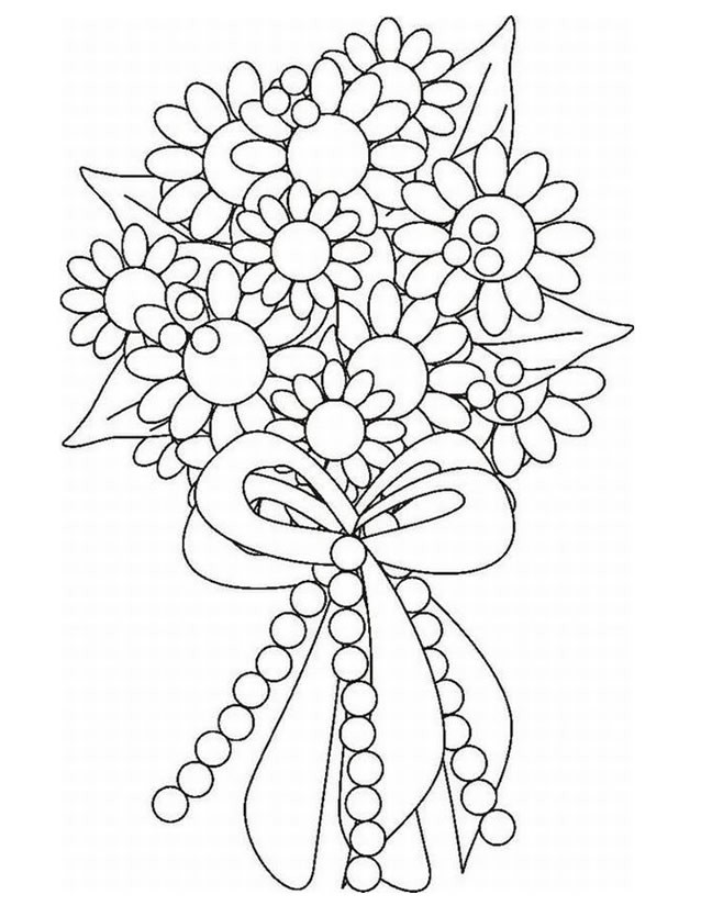 Coloriage Bouquet De Fleurs Pou Mariage Dessin Gratuit à