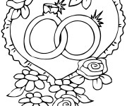 Coloriage Coeurs et Alliances de Mariage