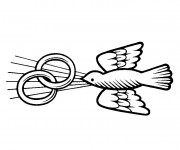 Coloriage Colombe Et Alliances De Mariage Dessin Gratuit A Imprimer