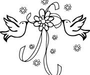 Coloriage Dessin colombes pour Mariage