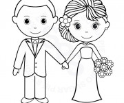 Coloriage &Eacute;poux et &eacute;pouse stylis&eacute;