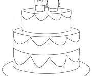 Coloriage Gâteau avec de Mariage simple