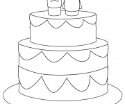 Coloriage G&acirc;teau avec de Mariage simple