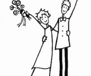 Coloriage Homme et Femme &agrave; leur Mariage
