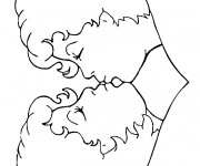 Coloriage Le couple s'embrasse