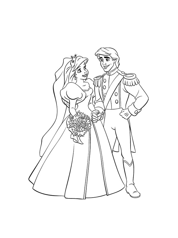 Coloriage Le Mariage de Princesse dessin gratuit à imprimer