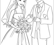 Coloriage et dessins gratuit Mariage de Barbie à imprimer