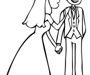 Coloriage Un couple &agrave; leur Mariage
