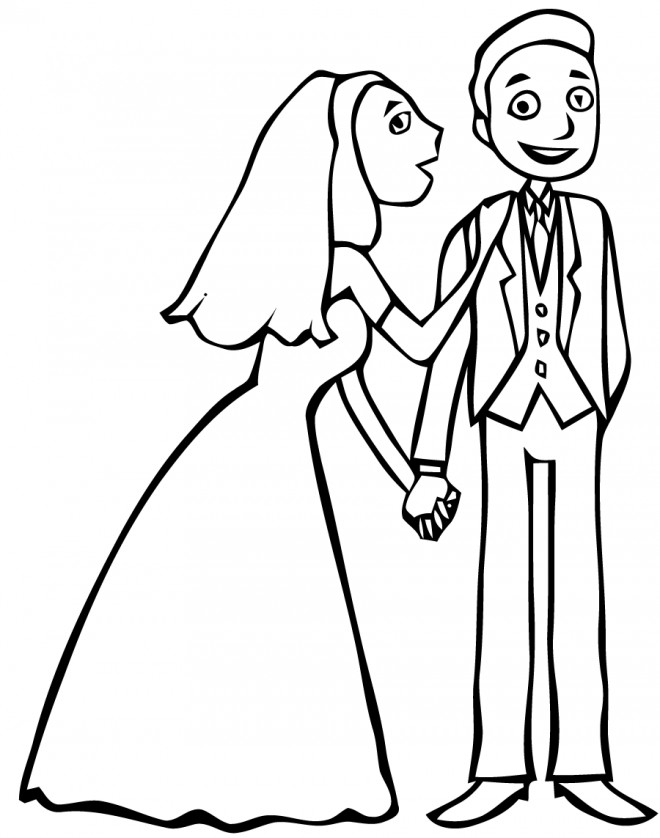Coloriage et dessins gratuits Un couple à leur Mariage à imprimer