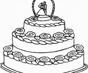 Coloriage et dessins gratuit Un gâteau de Mariage à trois étages à imprimer