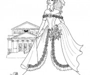 Coloriage Une jeune mari&eacute;e couleur