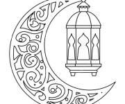 Coloriage Croissant et lanterne pour Mawlid