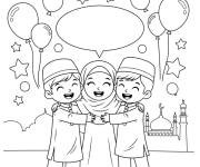 Coloriage Enfants &eacute;changent les souhaits de Mawlid