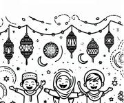 Coloriage Enfants ouvrant les mains pendant le Malwid