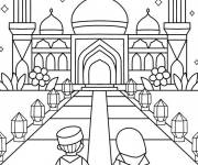 Coloriage Enfants se dirigent vers le mosqu&eacute;e le Mawlid