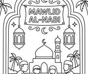 Coloriage Famille c&eacute;l&eacute;brant Al Mawlid