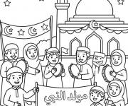 Coloriage Fid&egrave;les c&eacute;l&eacute;brant Al Mawlid