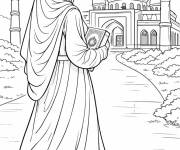 Coloriage Fille musulmane pendant le Mawlid