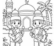 Coloriage Gar&ccedil;ons d&eacute;clarant le Mawlid