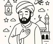 Coloriage Homme musulmane pendant le f&ecirc;te Mawlid