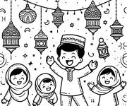 Coloriage Joie des enfants pendant le Mawlid