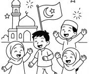 Coloriage La joie des enfants qui sortent le Mawlid
