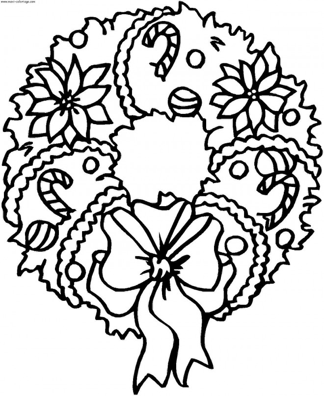 Coloriage Couronne de Noël dessin gratuit à imprimer