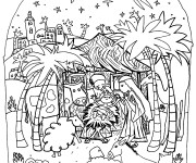 Coloriage Dessin crèche de Noël