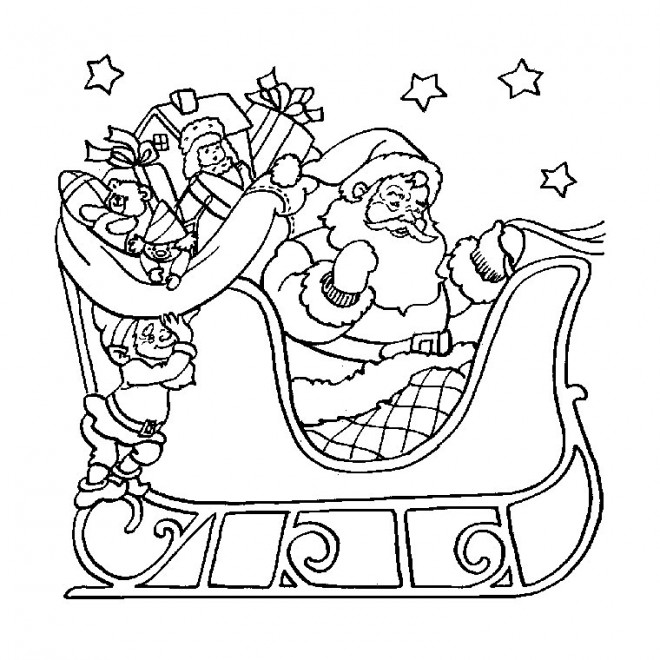Coloriage et dessins gratuits Dessin traineau du Père Noël à imprimer