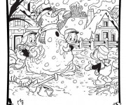 Coloriage L'hivers chez les Picsou