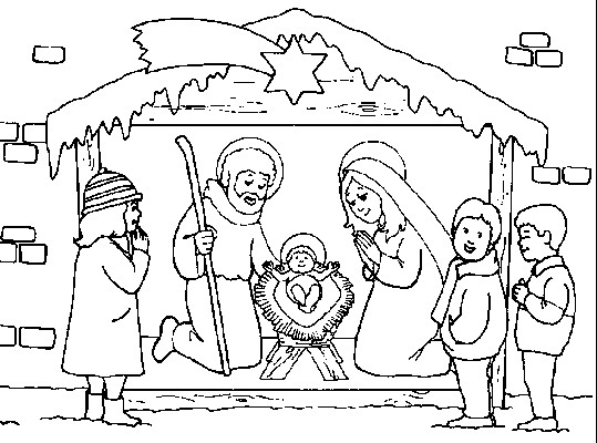 Coloriage et dessins gratuits La crèche de Noël à imprimer